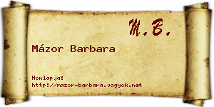 Mázor Barbara névjegykártya