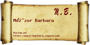 Mázor Barbara névjegykártya